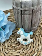 Bomboniera Nascita Battesimo Calamita Cavallo a Dondolo con Corona, Celeste -...