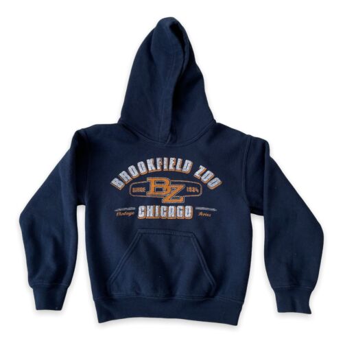 BROOKFIELD ZOO Sweater Kid Small Chicago Hoodie Sweatshirt 5 - 6 Navy Blue Youth - Picture 1 of 8