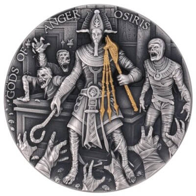 2023 $5 Niue Gods Of Anger OSIRIS Antique Finish 2 Oz Silver Coin.