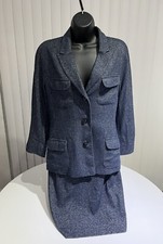 Vintage Genny by Versace Blue Wool Skirt Suit Size 8