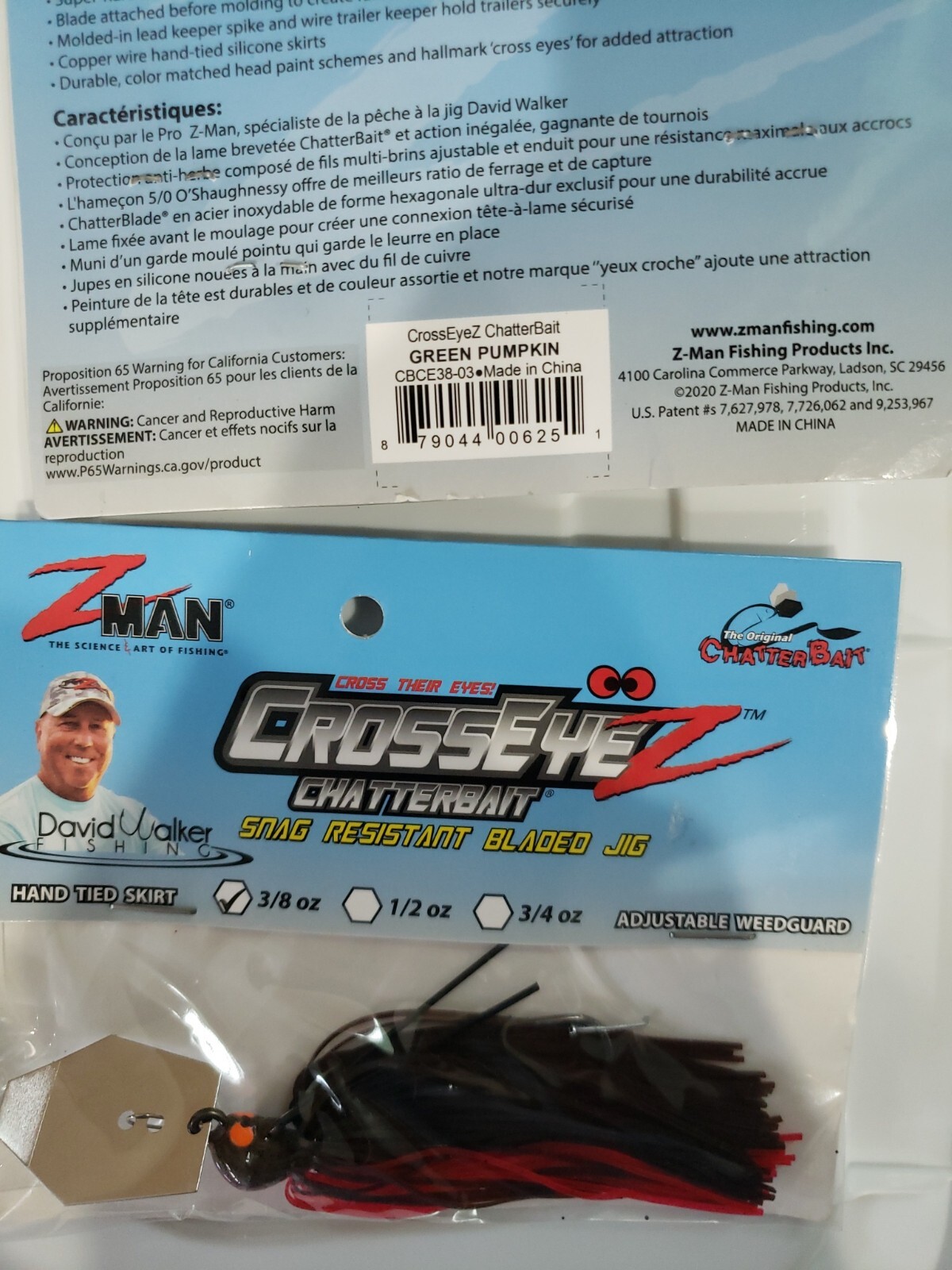 Lot of 2- Z-Man Crosseyez Chatterbait 3/8oz Blades Jig Bass Lures Pumpkn/ChilRed - Image 15