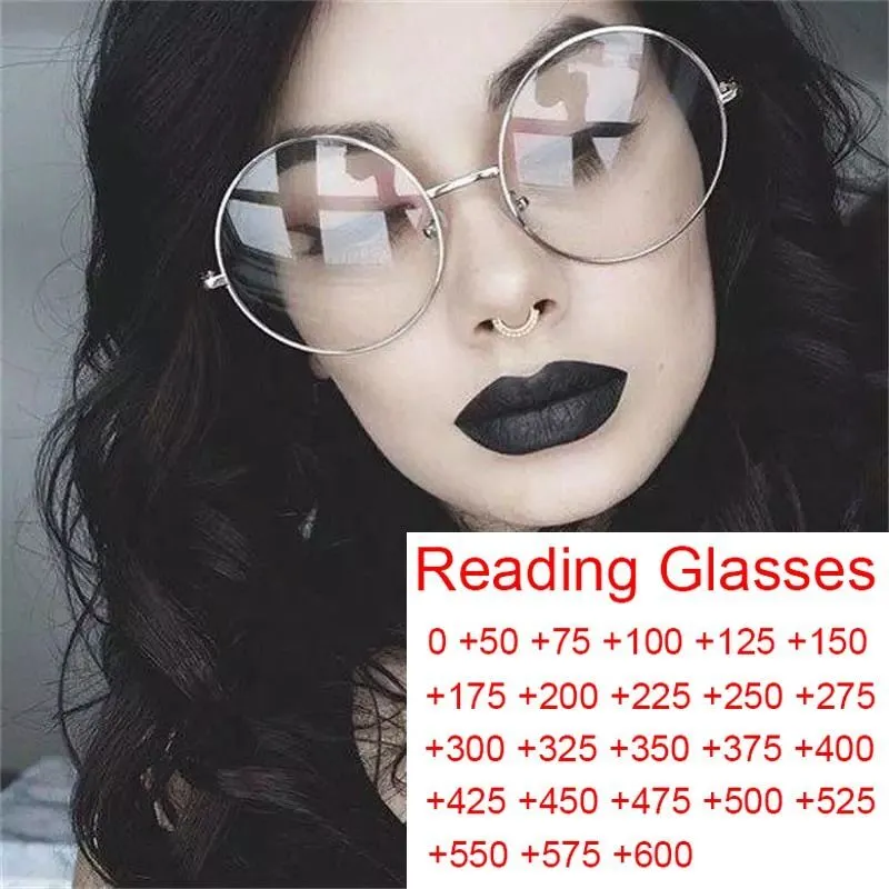 Oversized Round Reading Glasses Anti Blue Light Clear Lens Vintage  Eyeglasses