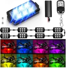 Nilight 8pcs Motorcycle RGB LED Strip Lights Kits Atmosphere for Harley Davidson