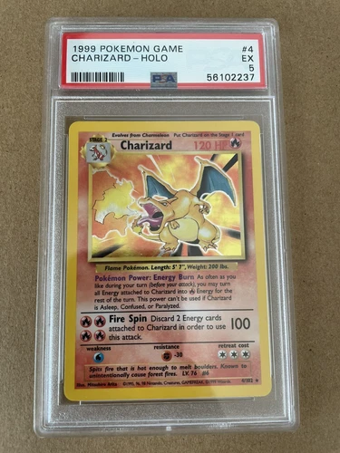 PSA 5 Charizard Holo 4/102 | 1999 Original Pokemon |  EX-5 Base Set