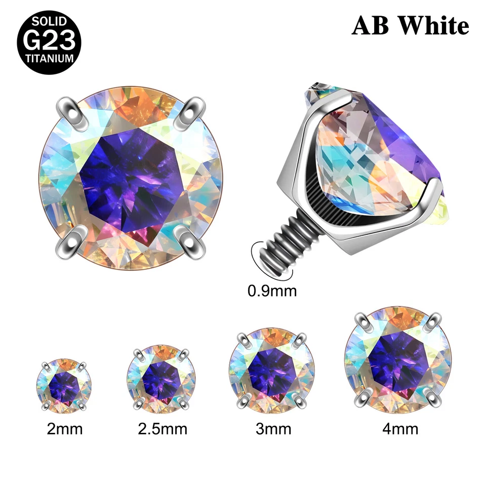 Piercings de hélice 16G G23 Titanio Circonita cúbica Labret Labial Roscado Corazón Estrella Base Foto 3 de 4