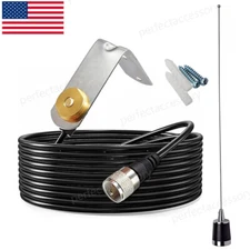 US NMO 3/8" to 3/4" Hole Antenna Mount w/ L-Bracket & 13' RG-58 Coax Cable PL259