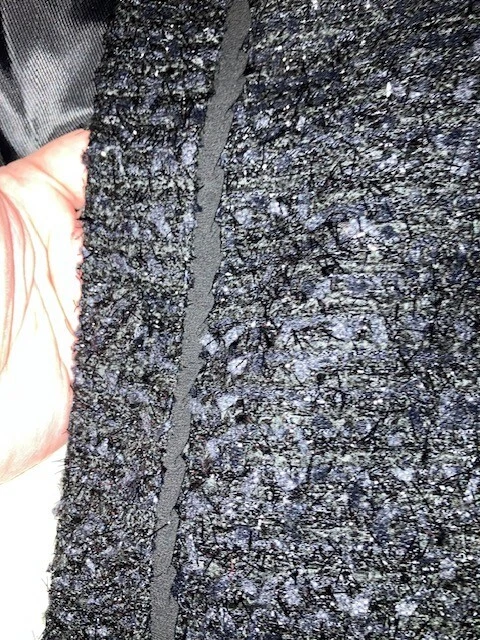 CHANEL Giacca da pranzo Talbots RSVP Plus taglia 16 W lunghezza vita filo scintillante tweed nero