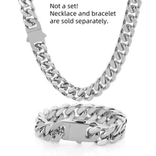 5-15mm 4-Sided Stainless Steel Miami Hip Hop Cuban Chain Necklace or Bracelet