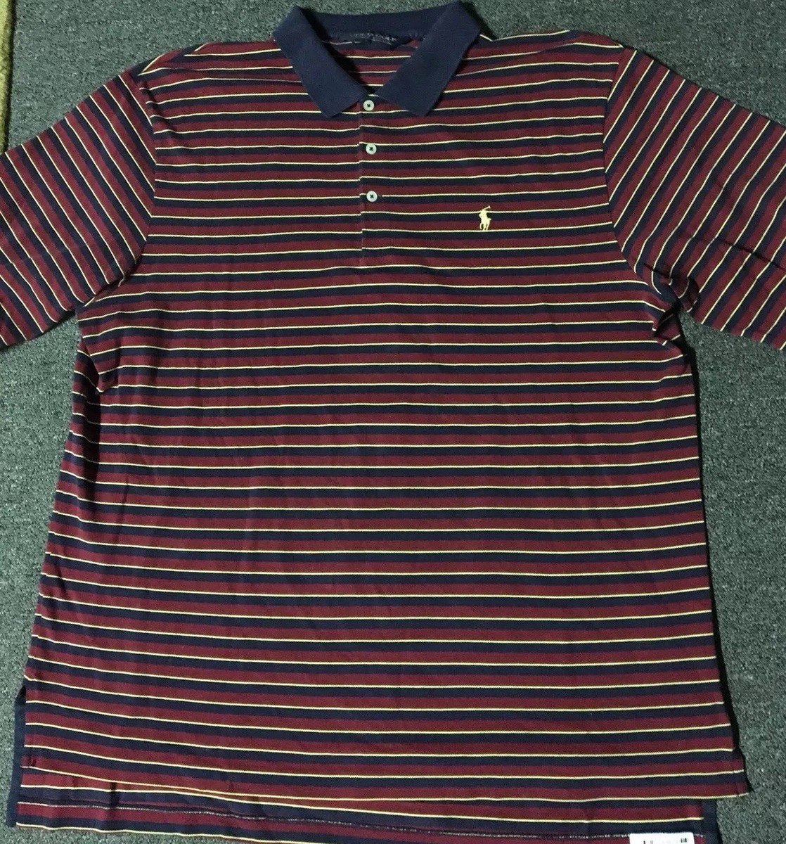Vtg 90s Polo Ralph Lauren Striped Rugby Shirt XL Red Yellow Blue