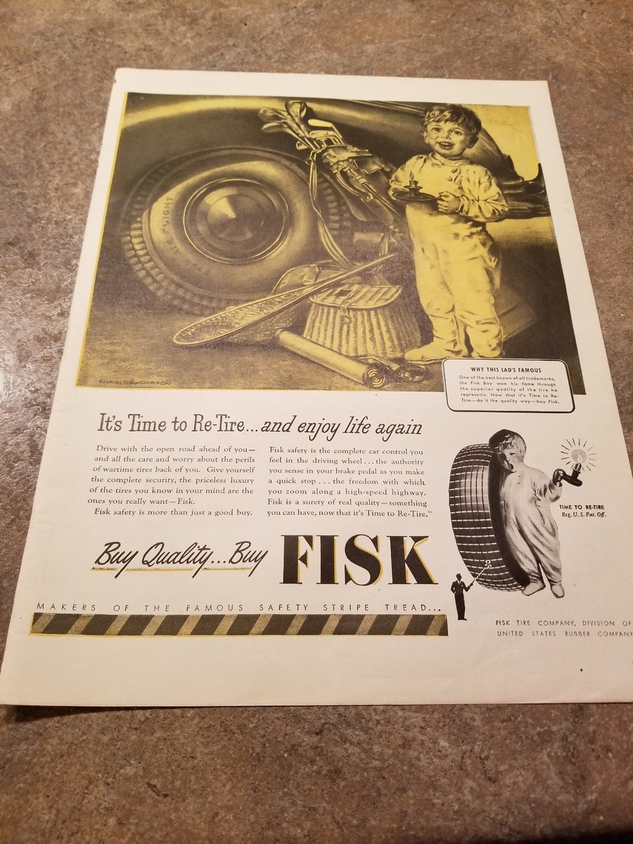 画材 1946 vintage AD for FISK Auto Tires 画材 1946 vintage AD for FISK Auto Tires Lot of 2 Vintage