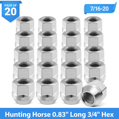 20x Chrome 7/16-20 Wheel Open-End Lug Nut 3/4'' For Pontiac Cadillac Oldsmobile