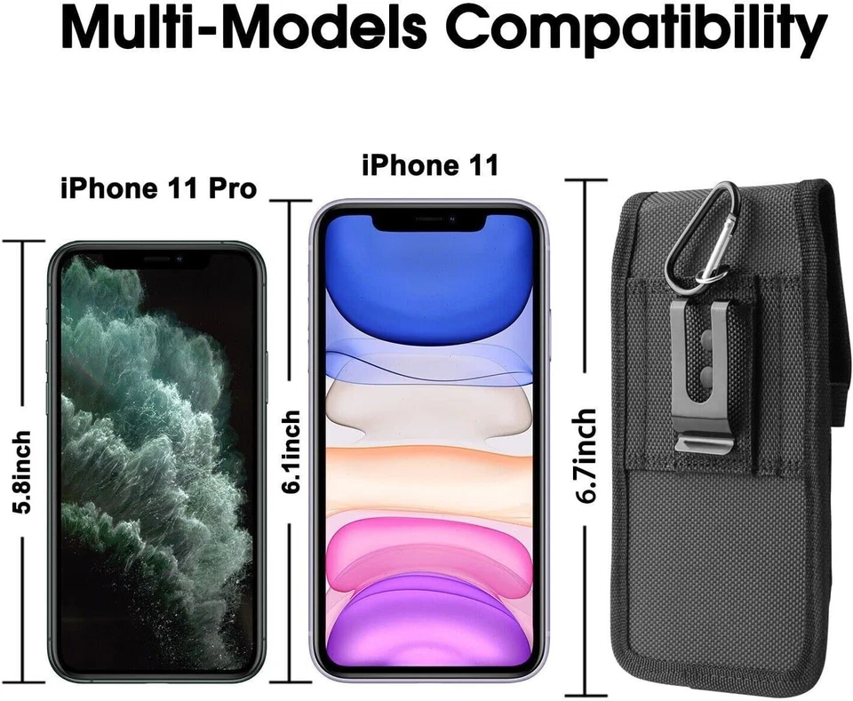 Vertical Cell Phone Holster Pouch Wallet Case With Belt Clip For iPhone Samsung - Image 4 of 4