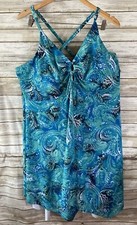 Hanna Nikole Womens One Piece Tummy Control Swimdress Plus Size 26w Green j174