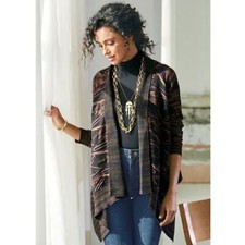 NWT Soft Surroundings Where Time Stops cardigan wool blend sweater geometric