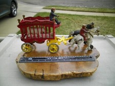 Kenton 2 Rider 1930s Cast Iron Overland Horse Drawn Polar Bear Circus Wagon Set