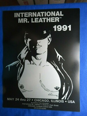 INTERNATIONAL MR. LEATHER 17X22  ETIENNE SILVER & BLACK POSTER 1991 CHICAGO RARE