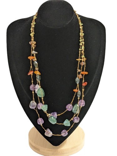 Coldwater Creek Abalone Amethyst Flower Tassel Necklace 18  display picture 1