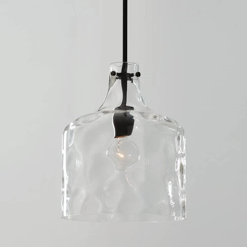 Crawford Urban Industrial Pendant Light with Clear Water Glass, Matte Black - Picture 5 of 5