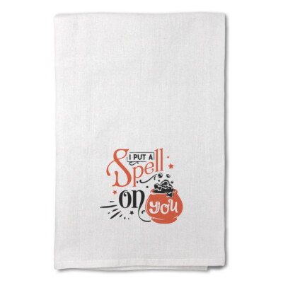 Decor Flour Kitchen Towels I Put A Spell on You Witch Potion Pot Witches White