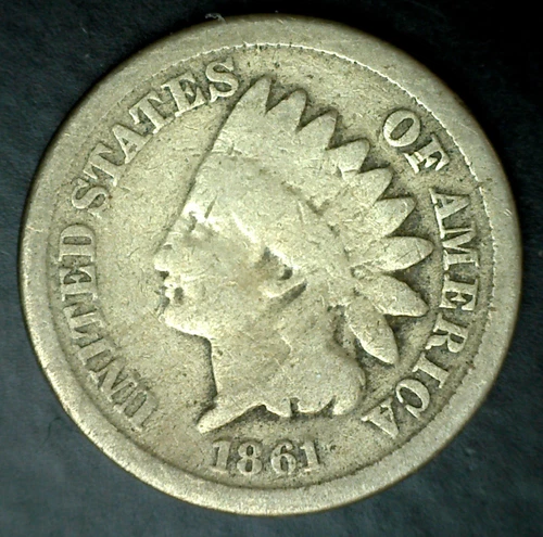 1861 Indian Head Cent 1c US Penny Coin Circulated GOOD Condition
