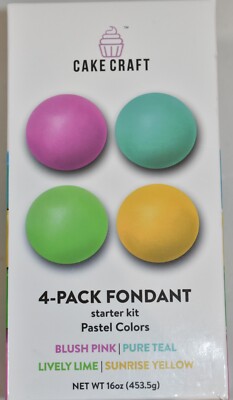 Cake Craft Fondant Starter Kit 4-Pack Fondant Pastel Colors