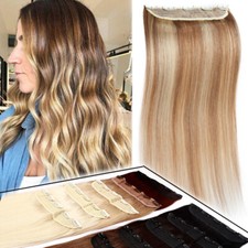 ONE PIECE Real Remy Human Hair Extensions Clip In 3/4 Full Head Highlight THICK