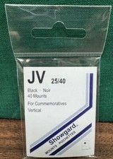 Showgard size JV25/40 black hingeless stamp mount NEW unopened pack 1st quality