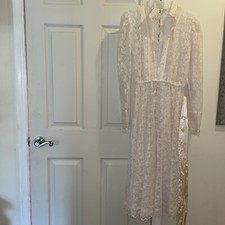 Vintage victorian sheer lace dress 9-10 ivory