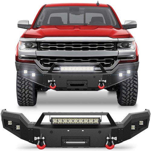 For 2016-18 Chevy Silverado 1500 Front/Rear Bumper w/Winch Plate &Light &D-rings - Picture 10 of 22