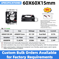 12V DC Cooling Fan 4/5/6/7/8/9/12cm Dual Ball Bearing, 80mm 120mm Industrial Fan