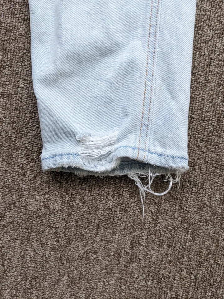 Pantalones de mezclilla elásticos HOLLISTER para mujer 3 azul claro tiro bajo corte novio Foto 2 de 4