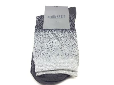 SILVER GREY GRADIENT LUREX STRAND SOCK SIZE 36/41.
