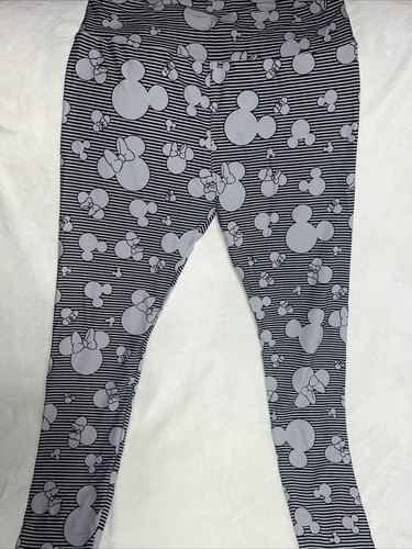 Lularoe TC Tall Curvy Leggings Mickey Mouse Disney Gray/Black Stripe 12/18🦄 New - Picture 4 of 11