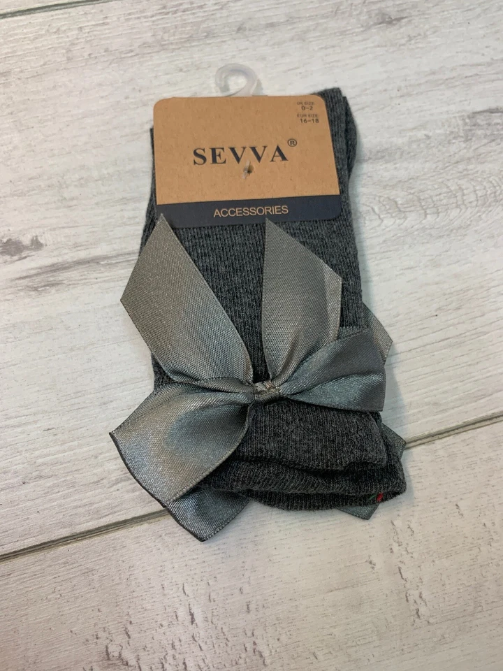 Calcetín hasta la rodilla español de alta calidad, niñas, romaní, con lazo de satén, talla UK 0-13 Foto 4 de 4