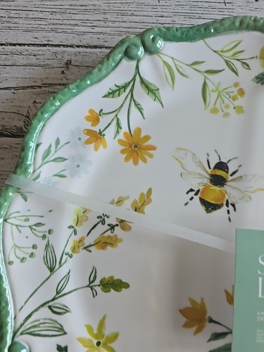 ~BUMBLE BEE & FLOWERS Set di 11 piatti in melamina/4 di Soho Loft giallo verde  - Foto 4 di 8