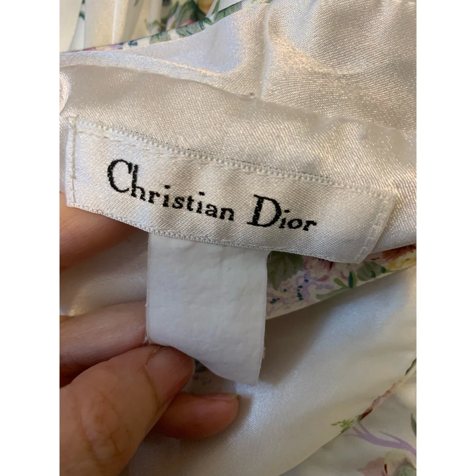 Christian Dior Blanco Floral Vintage Caftán Casa Vestido Talla XL Foto 3 de 4