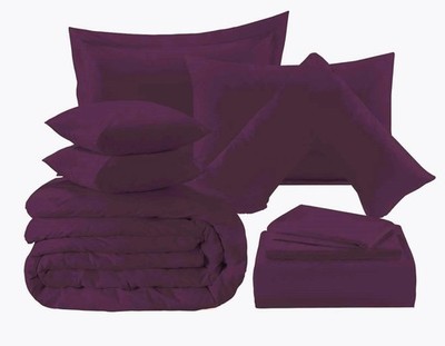 Easycare Uni Polycotton Pflaume Komplett Bettwäsche Set Weich Atmungsaktiv Bettwäsche