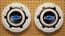 2 69-75 Chevy Oem Dog Dish 10-12 Hubcap 12 Ton Truck C10 15 White Blue 2 69-75 Chevy Oem Dog Dish 10-12 Hubcap 12 Ton Truck C10 15 White Blue