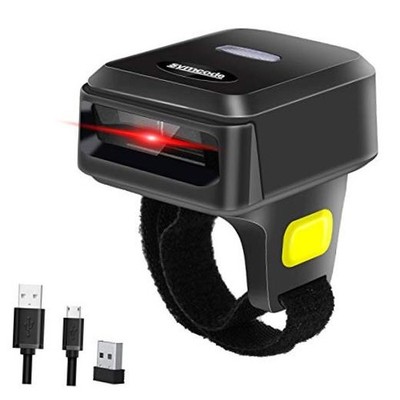 2D Bluetooth Wireless QR Barcode Scanner,Portable Ring 2D Ring Scanner