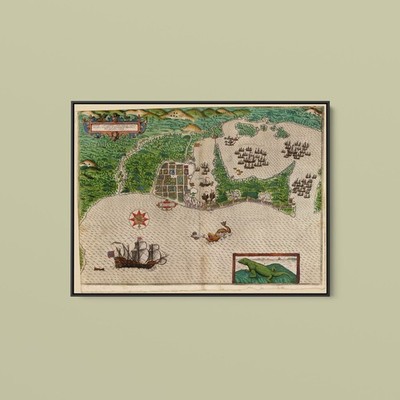 Vintage Maps - Sir Francis Drakes West Voyage to the West Indies - Art Print