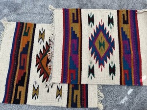 Handwoven Aztec Beige Wool Southwestern Design Placemats 20x16
