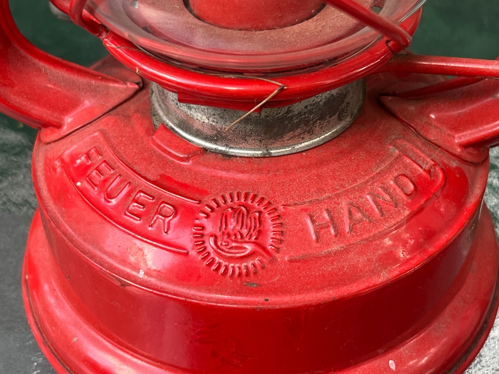 Red FeuerHand Sturmfest Lantern 175 W. Germany Super Baby Jena Glass 1175 1176