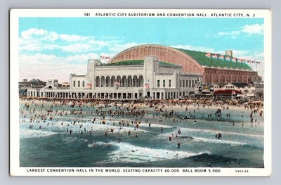 Atlantic City Auditorium & Convention Hall New Jersey NJ Postcard 141 Curteich 