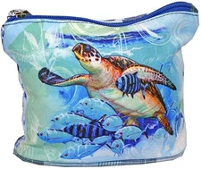 Sun N Sand Guy Harvey Blue Ocean Sea Turtle Cosmetic Bag