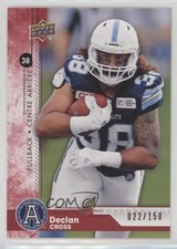 2018 Upper Deck CFL Red 22/150 Declan Cross #63 r6v