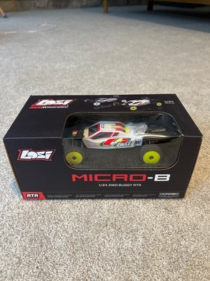 Used Losi 1/24 Micro-B 2WD Buggy RTR, White LOS00007T1 with extra Losi parts