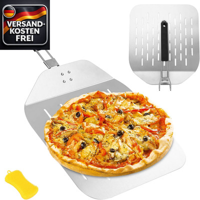 Edelstahl Pizzaschieber Profi Perfekt für Grill Ofen & Pizzastein mit Klappgriff