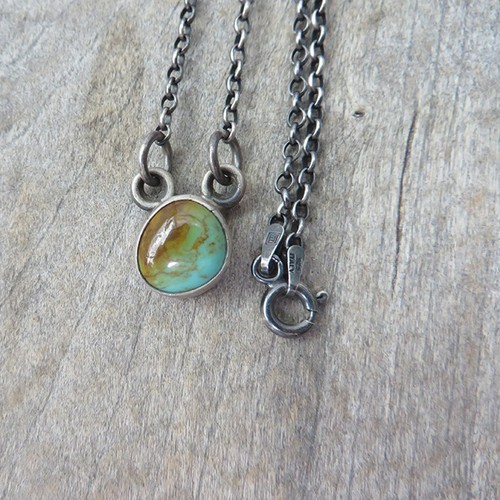 Handmade Calli Co. Sterling Silver Small Turquoise Necklace Pendant
