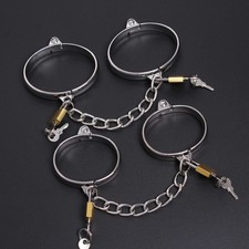 Metal Bondage Wrist Handcuffs Ankle-Cuffs Lockable Restraints Slave Cosplay BDSM