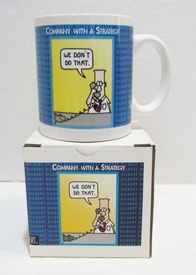 DILBERT COMPANY WITH & WITHOUT A STRATEGY COFFEE MUG UNUSED IN BOX SCOTT ADAMS